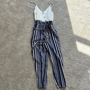 Jump suit Blue and White Striped